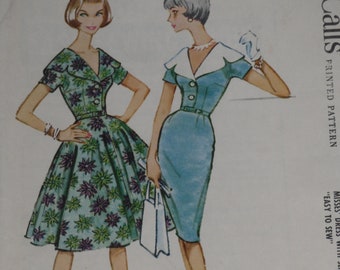 McCall's 4919 Pattern Misses' Dress with Slim or Full Skirt Size 12 Bust 32  Vintage 50's Uncut