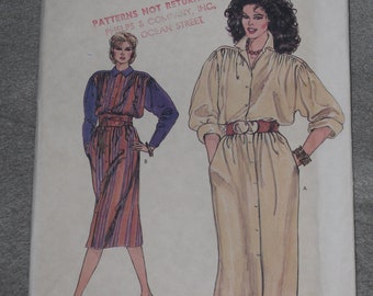 Very Easy Vogue 8169 Pattern Misses' Loose A-Line Dress Taille 8 10 12 vintage non coupé