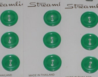 VINTAGE STREAMLINE Buttons red white 7/8  ROUND PLASTIC 2  ON ORIGINAL CARD NOS 