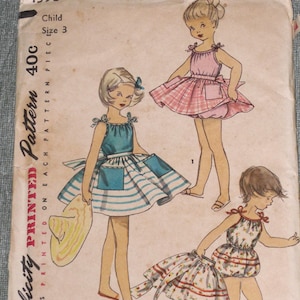Simplicity 1598 Pattern Toddler Girl Playsuit & Skirt Size 3 Uncut Vintage 50's