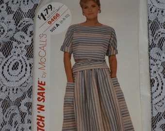 Haut pull et jupe Stitch 'N Save 9466 Pattern Misses' McCalls taille 6 8 10 vintage