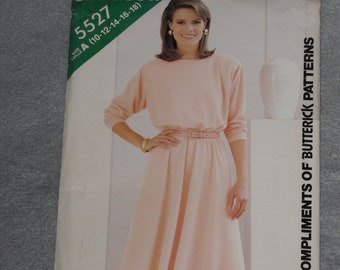 See & Sew 5527 Pattern Misses' Flared Dress Size 10 12 14 16 18 Uncut 1980's Butterick