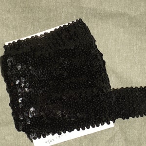Black Sequin Trim 4 yds plus Flat Braid