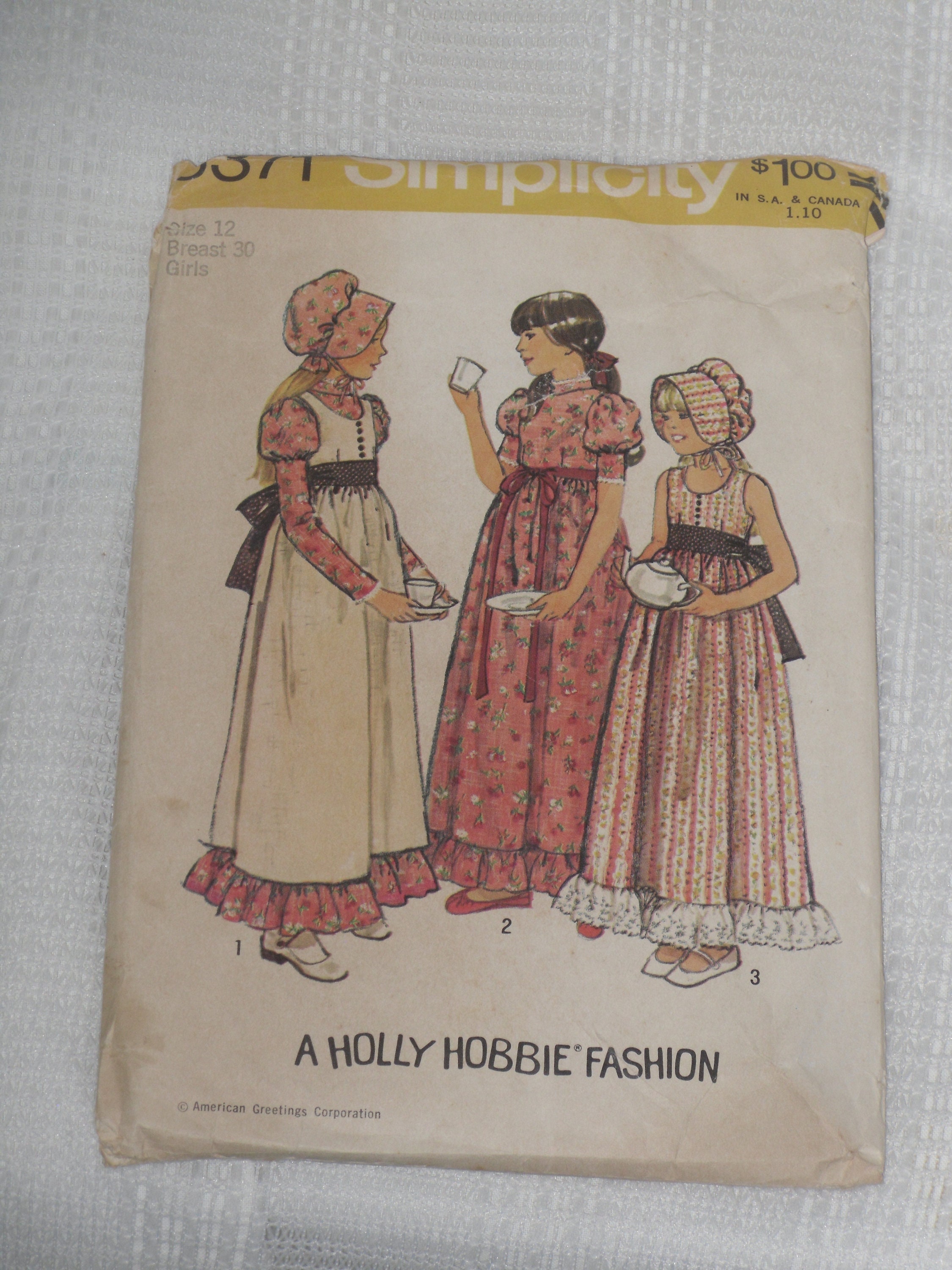 Jupe Vintage Holly Hobby Fille - Taille 6 - Coton Imprimé Vert - Ceinture élastique Avec Nœud - Occasion