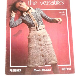 Crochet Knitting Clothing Pattern Dress Tunic Pants Coat Versatiles 453 Booklet Vintage Mod 1970's Fleisher Bear
