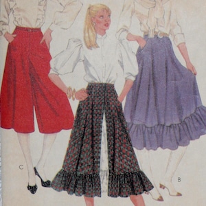 McCall's 8101 Pattern Misses' Skirts Country Western Square Dance Ruffled or Culottes Size 8 Vintage