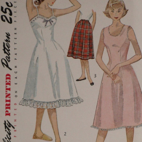 Simplicity 3664 Pattern Teen Slip & Petticoat Size 12 Bust 30 Vintage 1950's Junior
