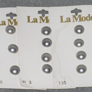 Gray Buttons Set of 11 Vintage La Mode on Card Satin Finish