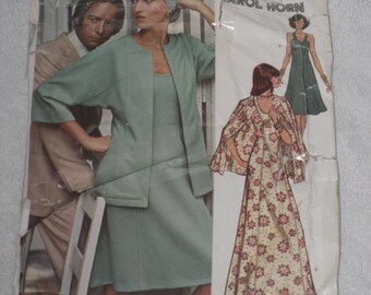 Robe et veste dolman Vogue Americana 1032 pour femmes, modèle Carol Horn, taille 12, buste 34, designer vintage des années 1970