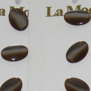 Tan Oval Buttons Set of 6 Vintage La Mode on Card