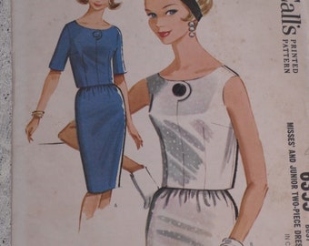 McCall's 6355 Pattern Misses' Overblouse & Slim Skirt 2-Piece Dress Size 12 Bust 32 Uncut Vintage 1960's