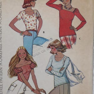 McCall&#39;s 4095 Pattern Misses&#39; Pullover Tops Variations Off Shoulder Scoop Neck Size M 14 16