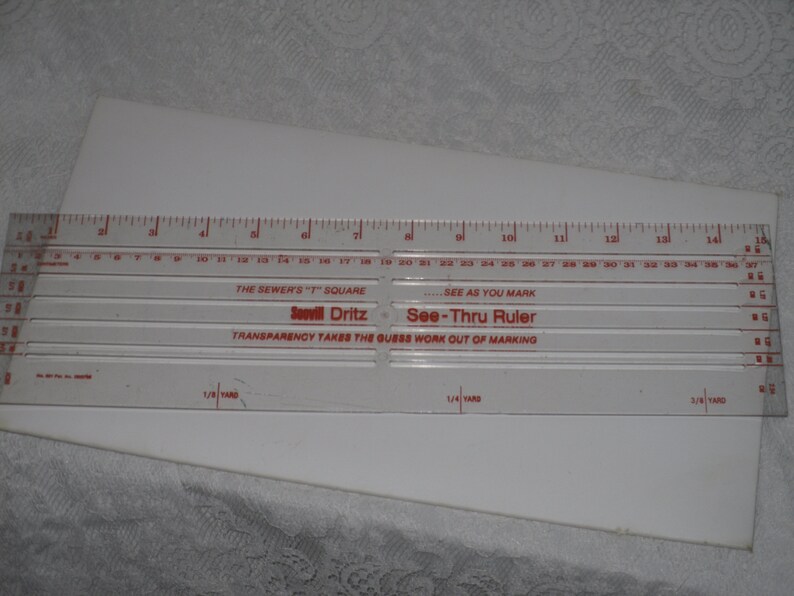 Scovill Dritz Seethru Ruler Dressmaker T Square Sewing Tool Vintage Etsy