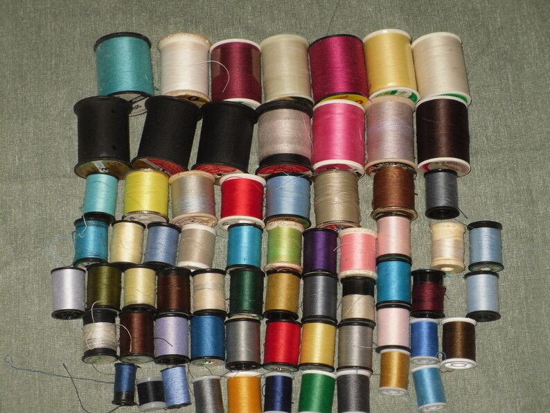 Sewing Thread Spools Assorted Colors Polyester Lot 63 Used Etsy