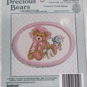 Girl&#39;s Teddy Cross Stitch Kit Precious Bears Vintage Janlynn #139-14