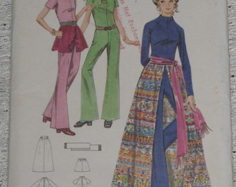 Butterick 5751 Pattern Misses' Jumpsuit, Skirt & Sash Size 12 Uncut Vintage 1969's