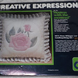 Pillow Candlequilting Kit Rose Whisper Pink Flowers Candlewicking Vintage Creative Expressions