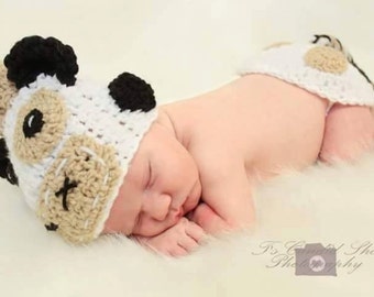 Photography prop, Cow beanie/tushy cover set