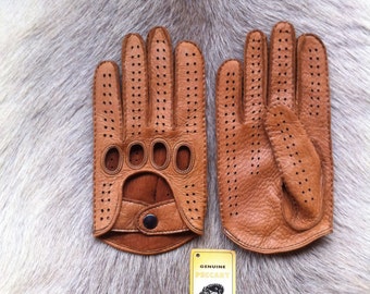 Men's Peccary Leather Gloves Driving Gloves Vintage Old Timer