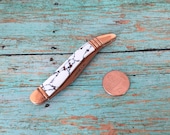 Retro Copperstone Pocket Knife Vintage Style Small Whittling Pocket Knife Pendant Findings Unique White Handle Bronze Blade Pocketknife 044