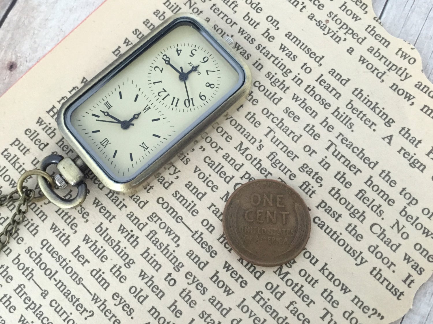 Double Face Pocket Watch Necklace Working Dual Timezone Antique