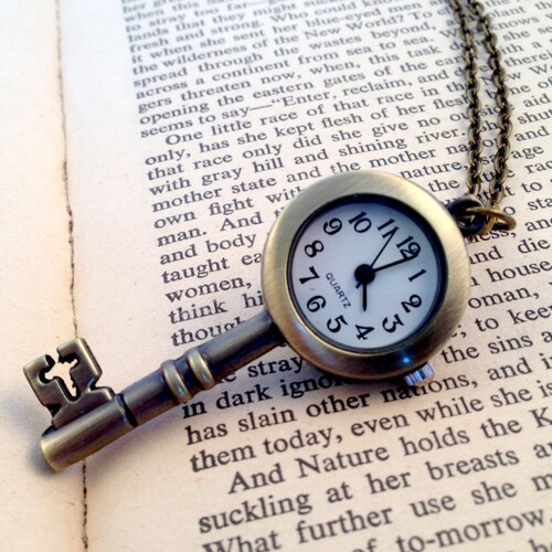 Vintage Rose Style Pocket Watch Pendant Necklace Etsy