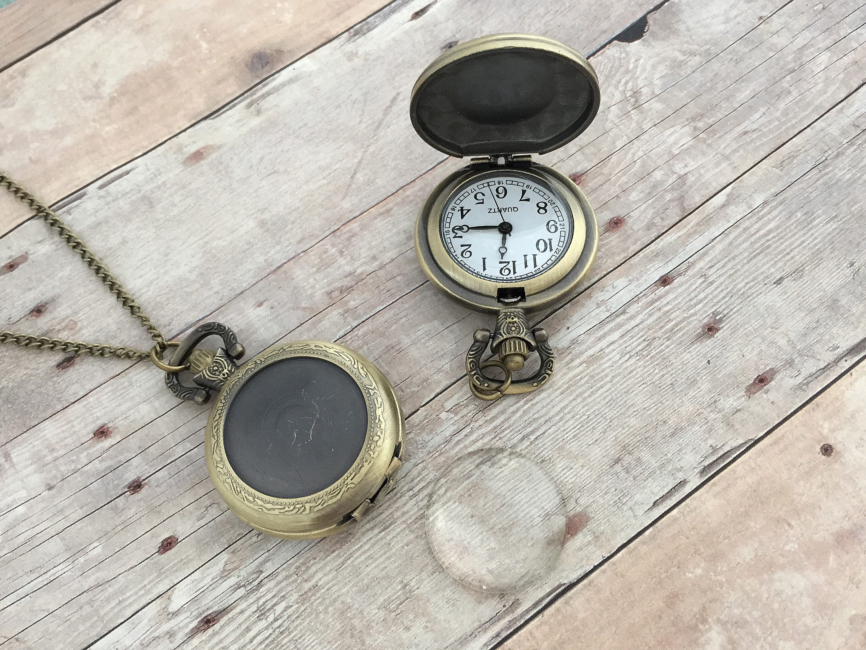 Pocket Watch DIY Kit Bronze Pocketwatch Necklace Photo Locket Etsy
