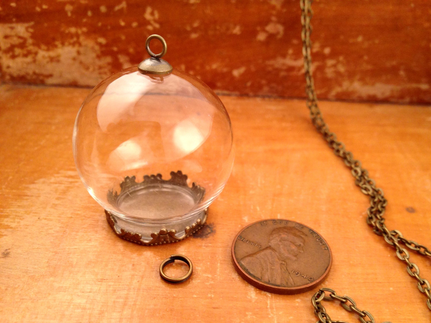 1 Small Clear Glass Globe Necklace Kit Bottle Pendant DIY Etsy