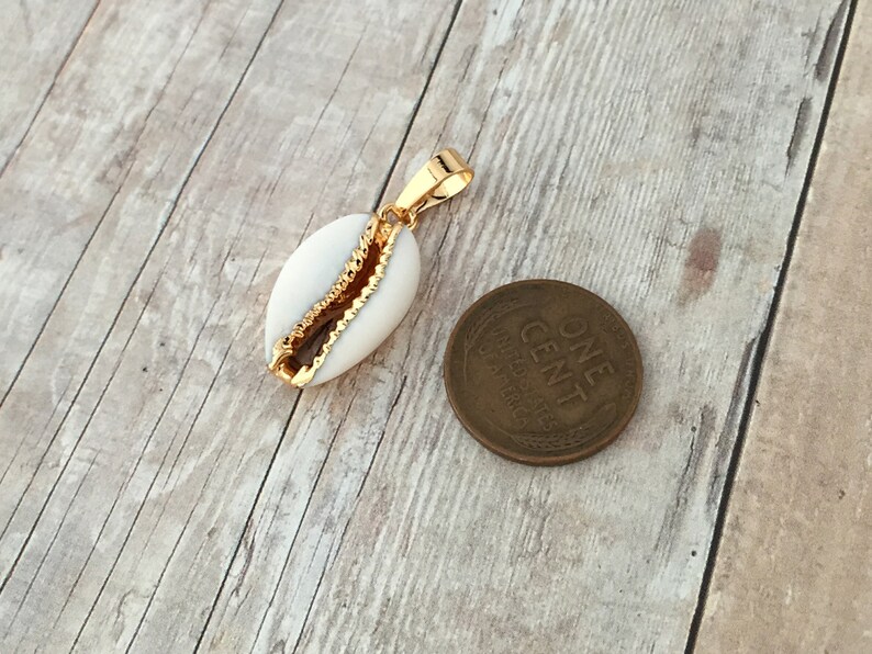 24K Gold Plated Real Shell Pendant Gold Trim Sea Shell Puka Etsy