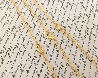 3 ~ Ready Made Gold Necklace Chains, 2 mm Wide 74 cm Long Vintage Gold Jewelry Supplies