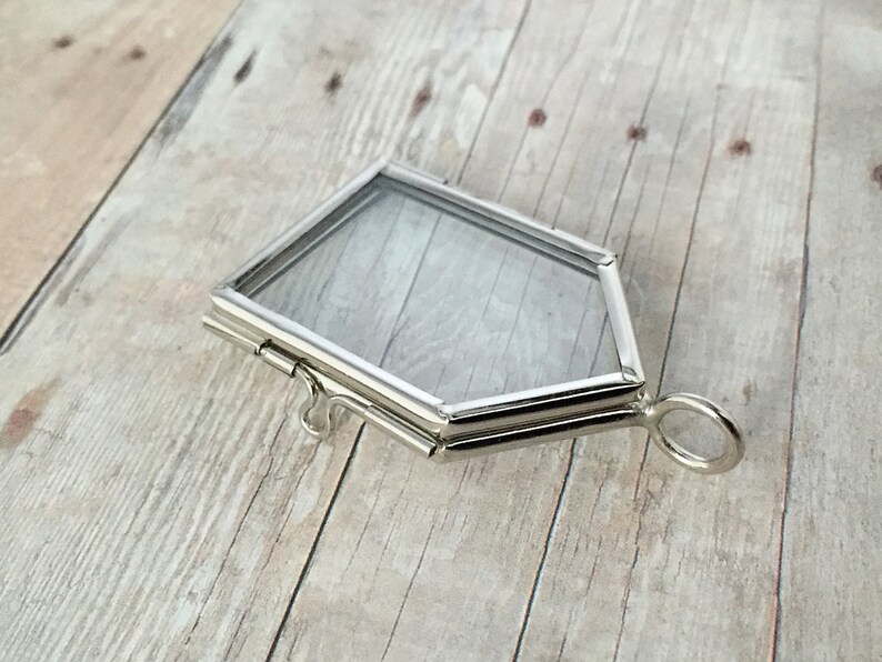 Silver House Double Sided Glass Frame Pendant Memory Hinged Etsy