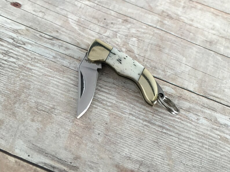 Miniature White Handle Pocket Knife Charm Mini Knife Necklace Etsy