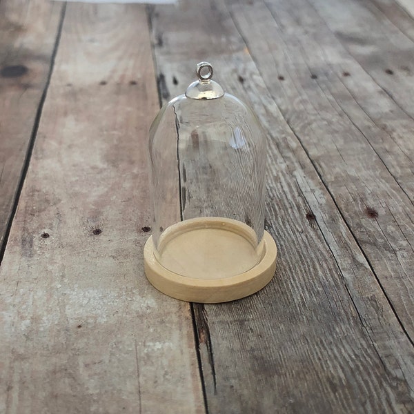 Wood Base Glass Dome Terrarium DIY Kit Glass Globe Bottle Pendant Charm Natural Wood Base Metal Top Apothecary Jewelry Craft Supplies A01