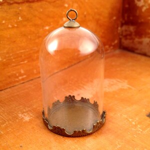 1 Clear Large Dome Cloche Glass Bottle Pendant DIY Antique Bronze Base and Top Terrarium Bottle Charm Apothecary Bottle Jewelry Supplies image 3