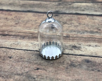 DIY Glass Cloche Dome Globe Hanging Necklace Kit Clear Pendant Silver Findings Terrarium Bottle Miniature Apothecary Jewelry Craft Supplies