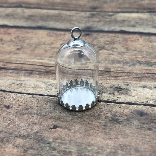 DIY Glass Cloche Dome Globe Hanging Necklace Kit Clear Pendant Silver Findings Terrarium Bottle Miniature Apothecary Jewelry Craft Supplies