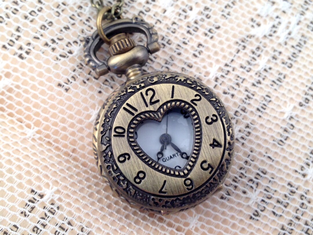 Darling Vintage Heart Pocket Watch Necklace Vintage Style Heart Door