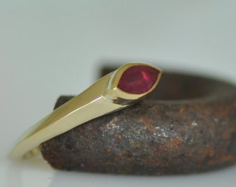 Ruby Gold Ring, 14k Gold Fine Ring, Marquise Ruby Ring, Red Wedding Ring for Woman, 14k Solid Gold Ring, Fine Ring, Marquise Solitaire Ring