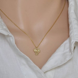 Small Gold Elephant Pendant, Dainty 14K Solid Gold Necklace, Minimalist Jewelry Gold Pendant, Miniature Elephant Charm, Elephant Lover Gift