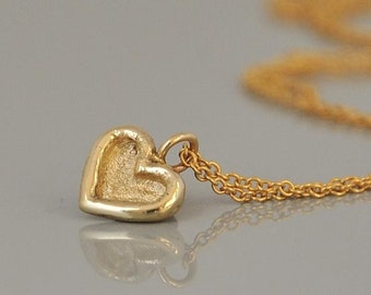 Necklace for Woman, Solid Gold Necklace, Solid Gold Necklace with Pendant, Gold Heart Pendant, Engraved Pendant for Woman, Gift for Her