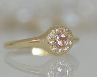 Pink Morganite Gold Ring, Pink Engagement Ring, Gold Diamond Ring, Morganite Engagement Ring, Pink Engagement, Modern Style Engagement Ring
