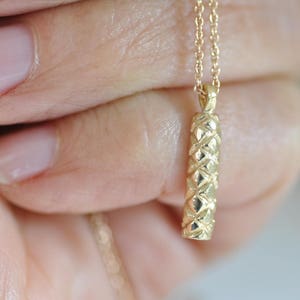 Bar Charm Gold Necklace , 14k Gold Pendant , Solid Gold Ladies Pendant , Unique 14K Gold Necklace, Gold Woman Necklace , Fine Gold Pendant
