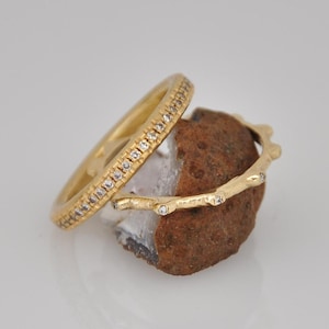 Set Of Diamond Rings, 18k Gold Diamond Ring, 18k Eternity Diamond Ring, Unique Gold Ring, 18k Gold Thin Diamonds Ring, Delicate Diamond Ring