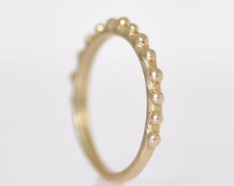 Dainty 14K Gold Stacking Ring with Tiny Spheres