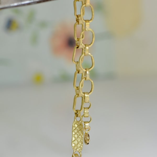 Gold Bracelet for Woman, Chain Bracelet, 18k Solid Gold Bracelet, Squire Large Links Bracelet, Link Bracelet for Woman, Artisan Bracelet