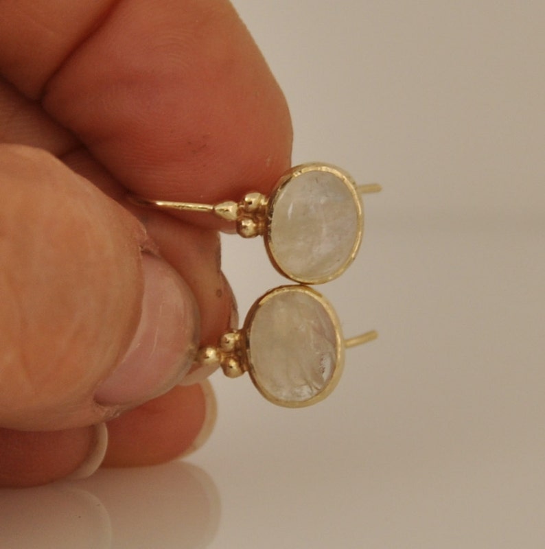 14k Solid Gold Earrings June Birthstone Earring Oval Etsy