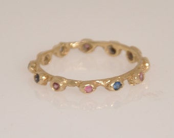 Gold Stacking Ring , Gold Thin Ring , Gemstone Gold Ring , Eternity Ring , Stacking Ring , Gold Eternity Ring , Unique Gemstone Ring