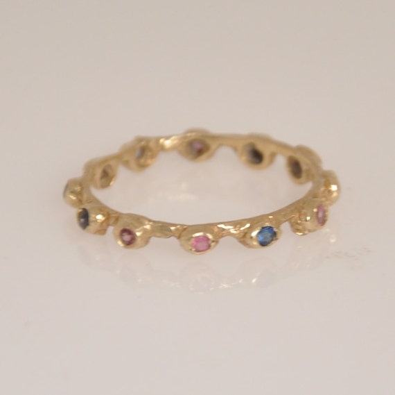 Gold Stacking Ring , Gold Thin Ring , Gemstone Gold Ring , Eternity Ring , Stacking Ring , Gold Eternity Ring , Unique Gemstone Ring