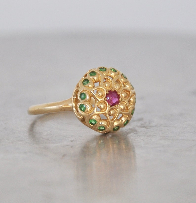 Solid Gold  Ring , Ruby Gold Ring