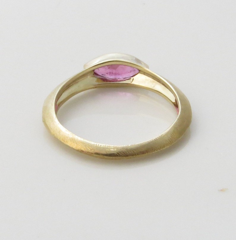 Pink Wedding Ring, Pink Tourmaline Ring , Fine Jewelry Ring , Pink Tourmaline Gold Ring , Unique Wedding Ring Woman , 14k Gold Gemstone Ring image 5